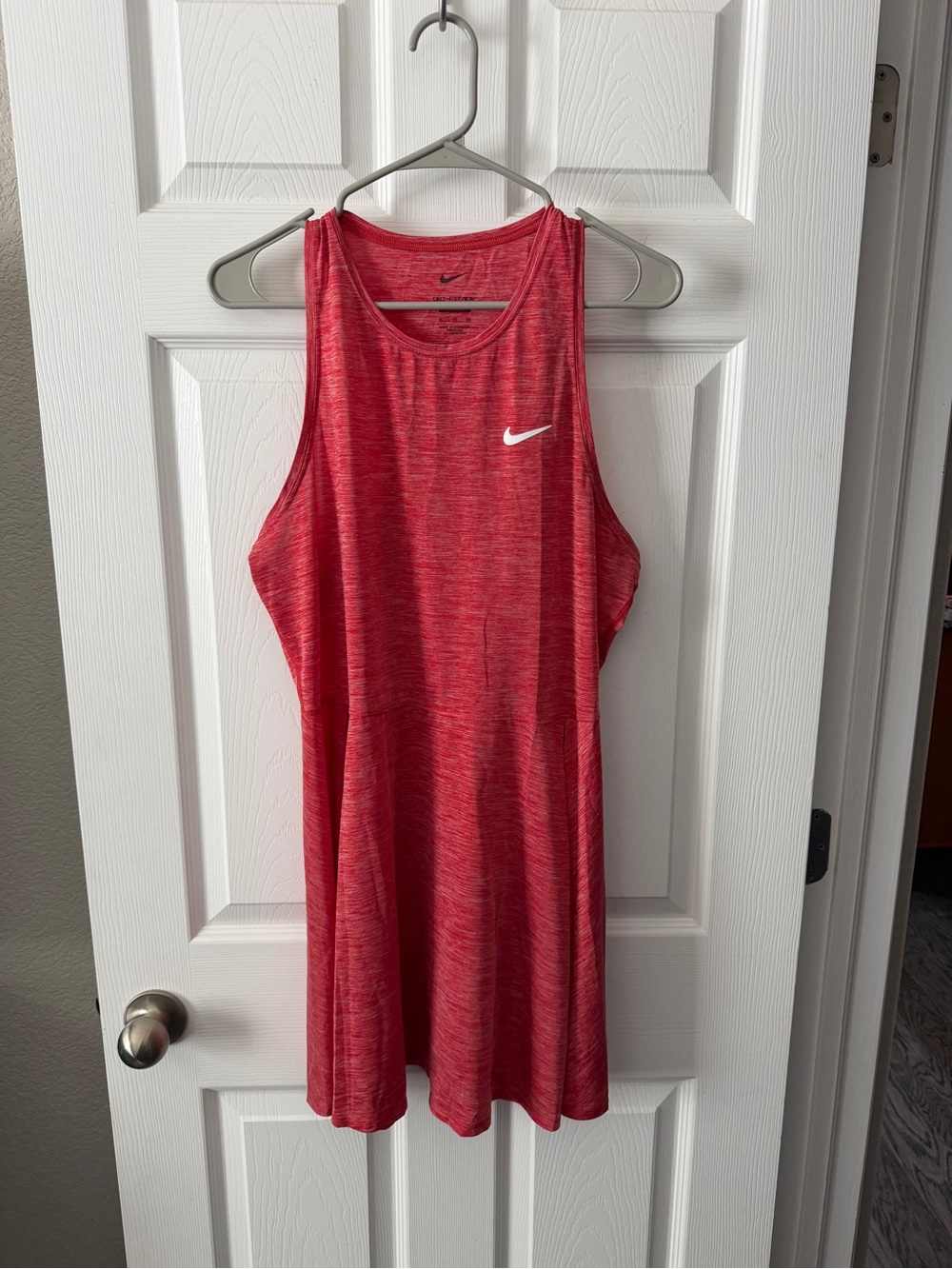 Nike Pink-Red Heather Tank Dress with Black Swoosh